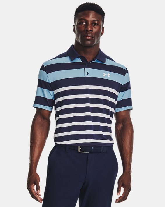 Men's UA Playoff 3.0 Stripe Polo in Blue image number 0